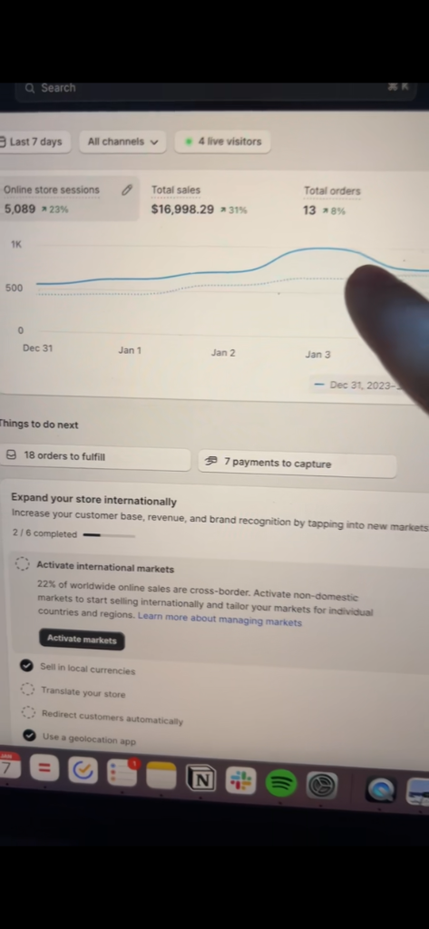 Shopify $16,998 en 7 jours